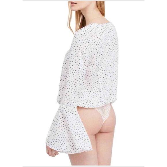INTIMATELY FREE PEOPLE Makin Waves Bodysuit S Small Fairy Coquette Twee Dots - Picture 13 of 15